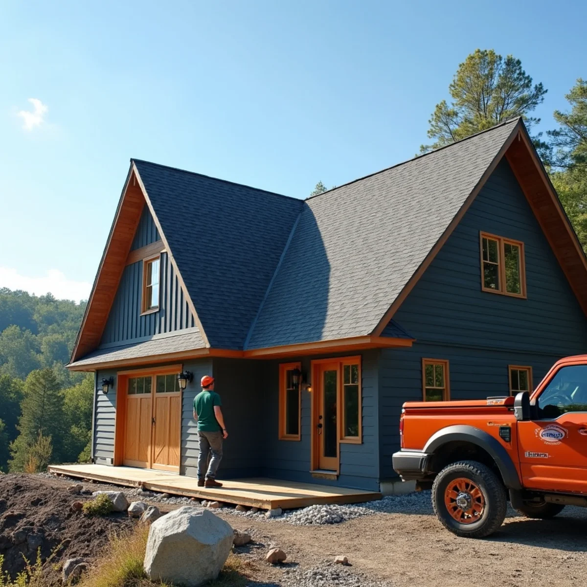 High-capacity 6-inch seamless gutters installed on a steep mountain roofline in NC
