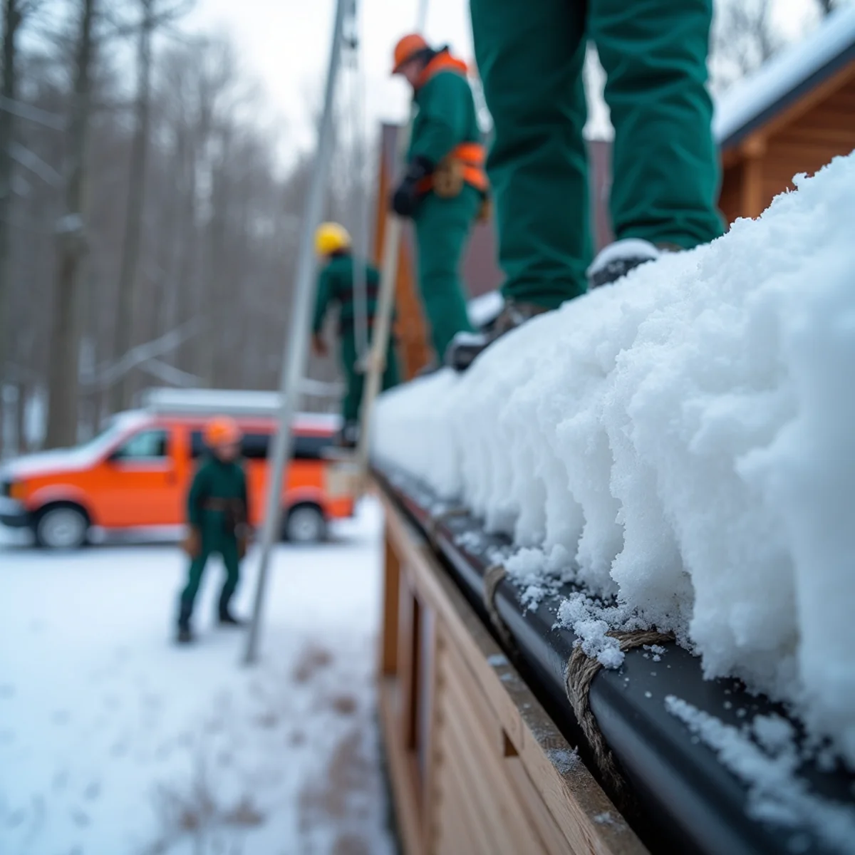 Reinforced gutter bracket with extra fasteners holding firm against packed roof snow